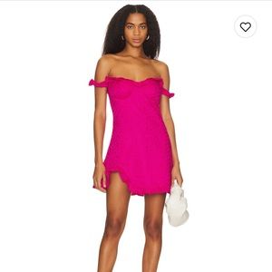 Revolve Line & Dot Pink Penelope Off the Shoulder Mini Dress
